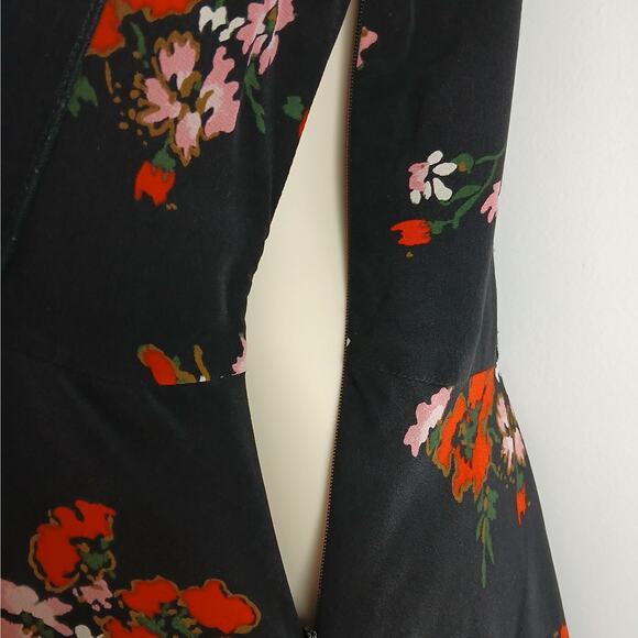 Rebecca Taylor SZ 6 Silk Marguerite Black Floral Dress $395 - Picture 4 of 8